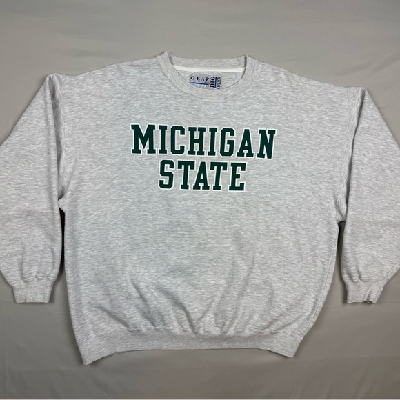 Vintage Other - Vtg Michigan State Spartans Mens Crewneck Sweatshirt XL 90s Spell Out Grey B6
